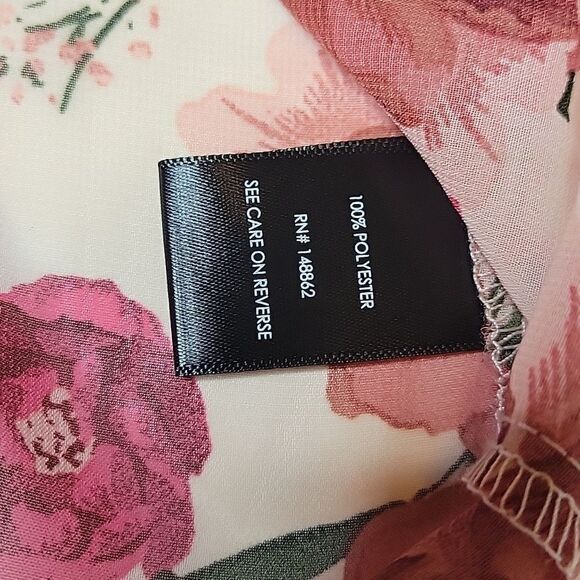 2X TORRID LIGHTWEIGHT CHIFFON FLORAL LONG SLEEVE PINK RED BLOUSE TOP - Picture 7 of 10